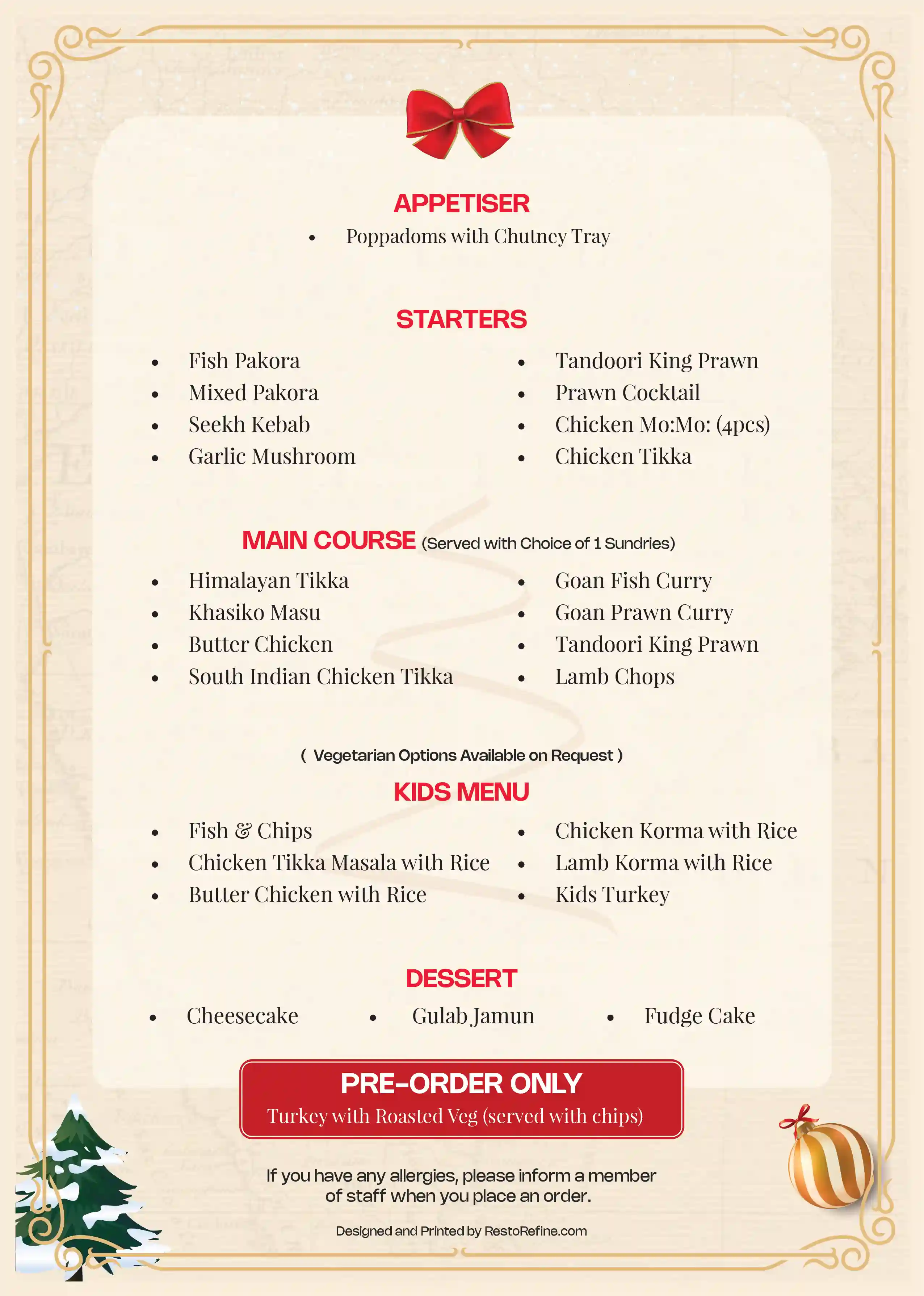 Himalayan Dine Inn menu design — 2
